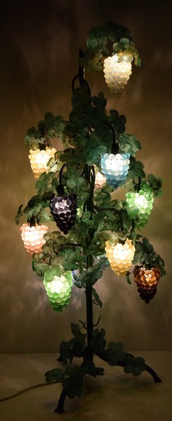 イタリア ヴェネチアンムラノガラス 葡萄のテーブルランプ☆ガラス工芸