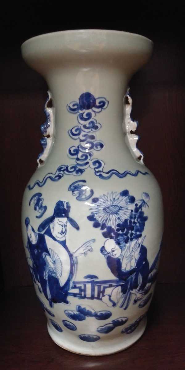 中国清時代染付大壺（銘があり) 中国 清時代 壺