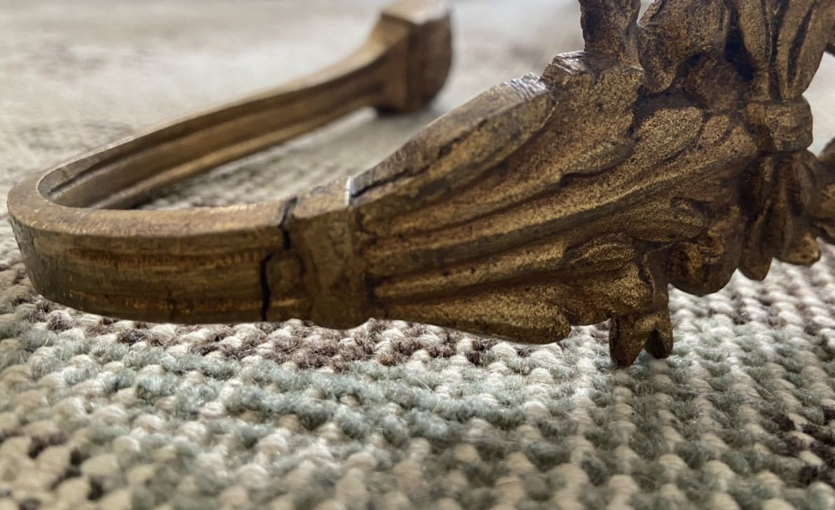 フランスアンティークの真鍮カーテンフック リボン装飾パーツ