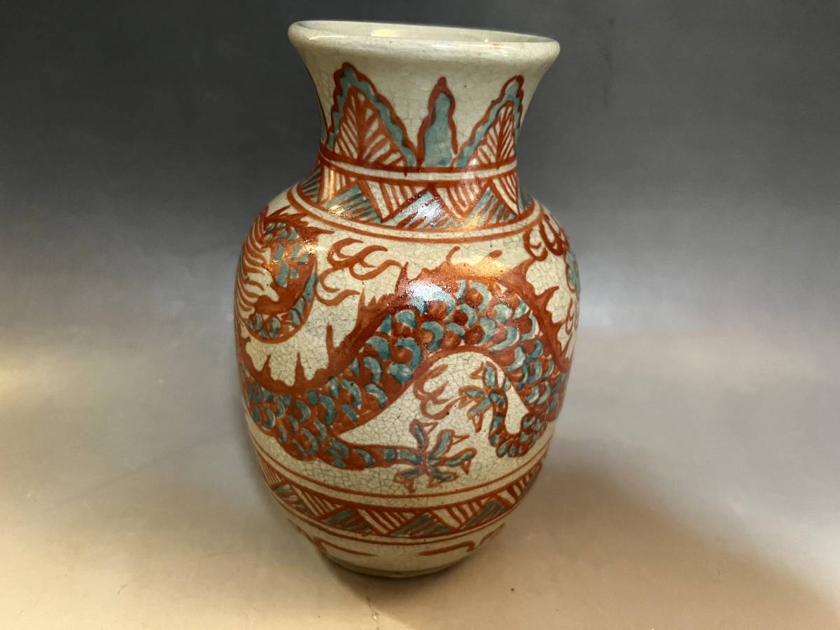 YH079 唐物 清-民國時代 色絵 花鳥図 汪章 在銘 水盂 書道具 文房具