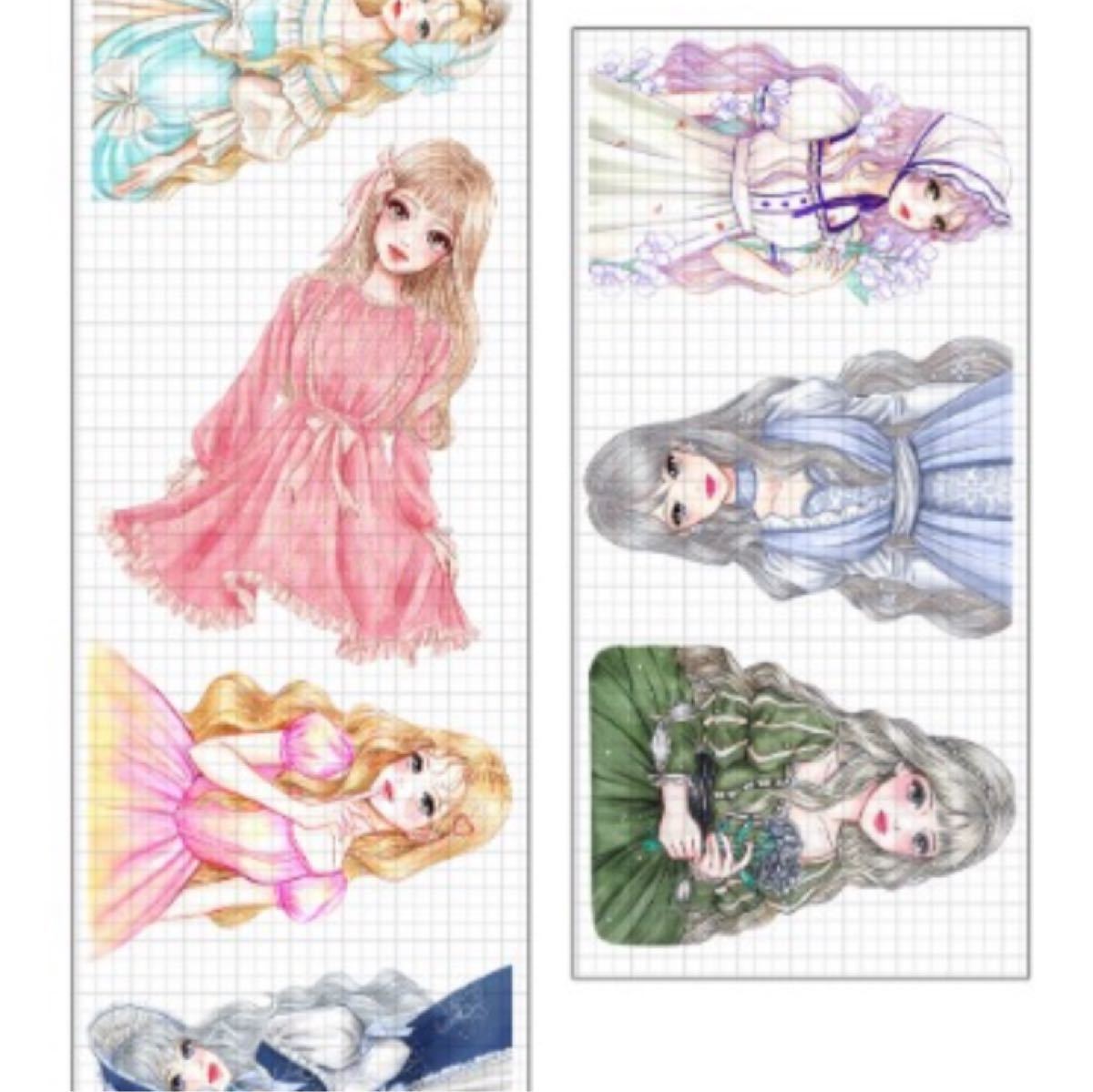 海外 OPPテープ 4個 韓国作家 O1004 デザインテープ 人物 女の子 海外