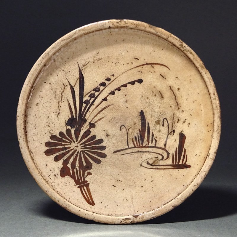 瀬戸 行燈皿 油皿 絵瀬戸 検索:灯火器 江戸時代後期 瀬戸 行燈皿 油皿