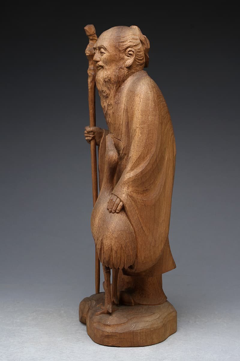 Yahoo!オークション - EF378 【日展彫刻家 須賀東篁 作】木彫「寿老人