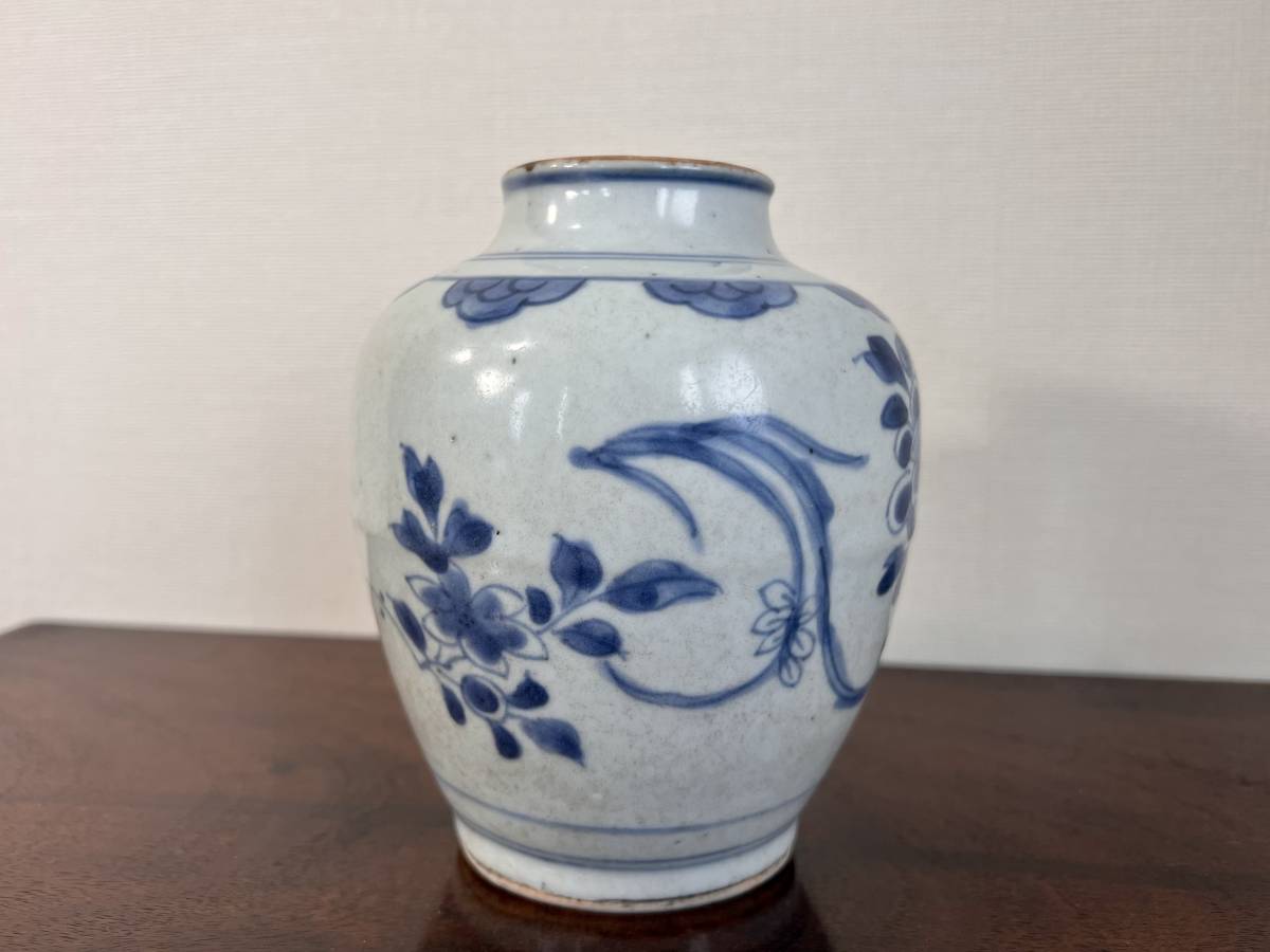 時代 中国美術 明朝 清朝 染付 花文壺 / 唐物 古美術 骨董