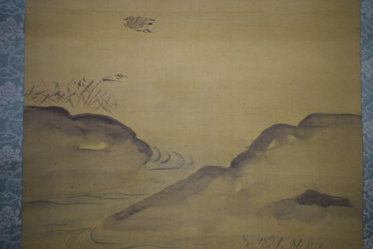 真作/杉渓六橋/風雨松寺図/山水画賛/布袋屋掛軸HE-542 真作/杉渓六橋