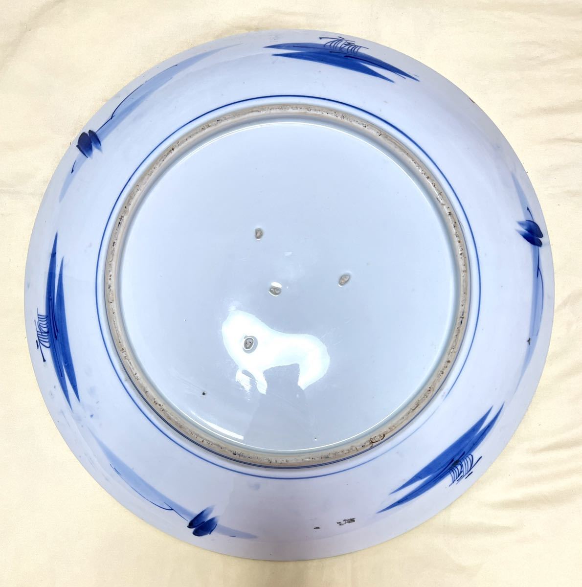 有田焼 山徳窯 染付山水絵 超大皿 飾り皿 直径約45 8センチ 古美術品