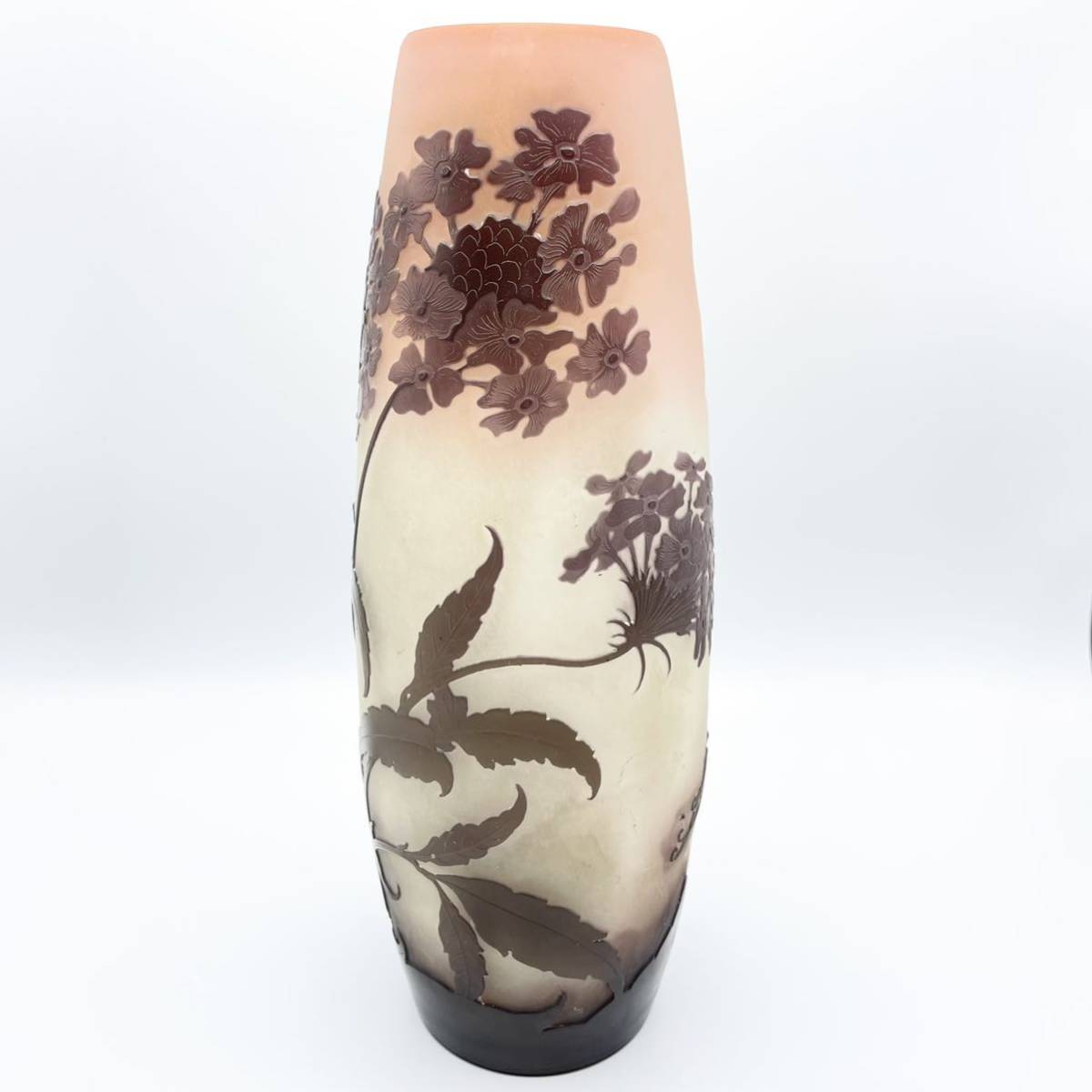 証明書付】希少エミールガレ 鉢 高さ19.5cm 幅7cm カメオ彫り花器