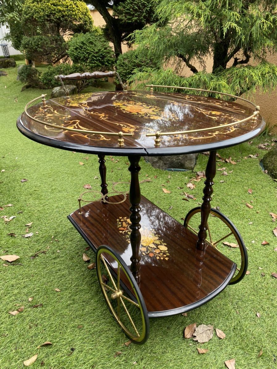 Demain社 アンティーク 象嵌細工 キッチンワゴン イタリア製 ドリンク