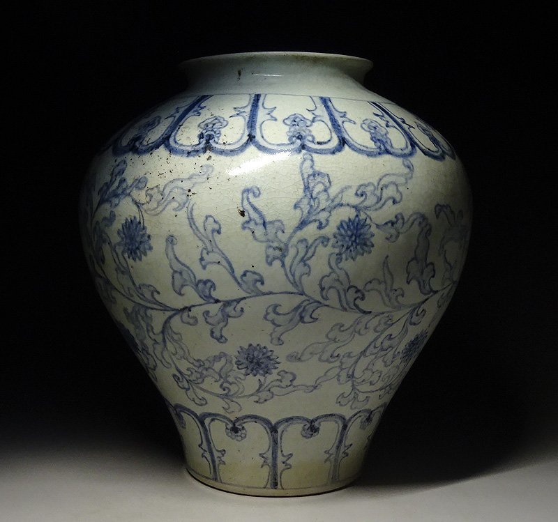 Yahoo!オークション - 緑屋i 朝鮮美術 李朝 白磁 染付 花瓶 壺 朝鮮古