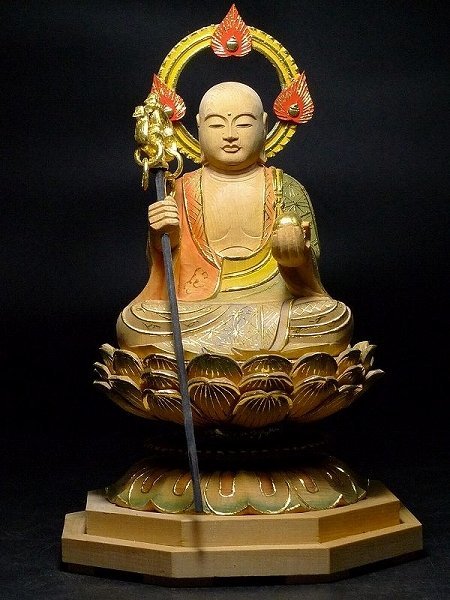 修縁堂】メッキ 延命地蔵 置物 仏像 地蔵菩薩 仏教工芸品 鎮宅辟邪