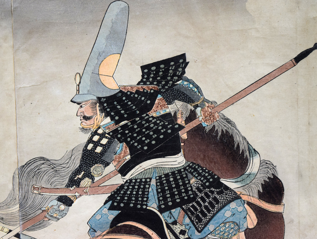 木版画 楊洲周延【小牧役 加藤清正 本多忠勝】浮世絵 小牧 長久手の戦い