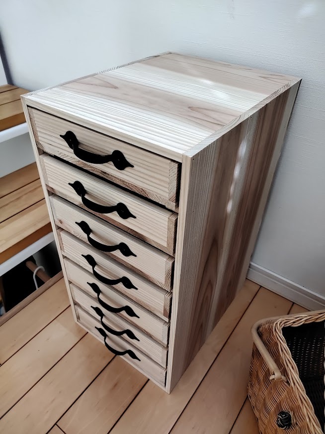 ☆送料無料☆サイズ変更可能☆A4丸穴7段2列引き出し②/無垢材☆木製