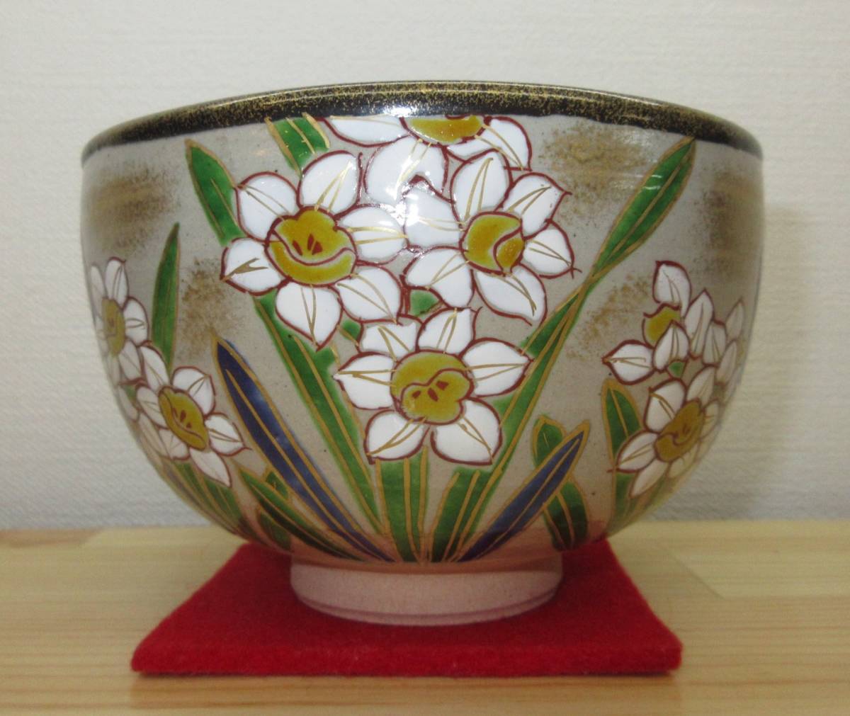 送料込【逢絢亭・新品】茶道具 茶碗 京焼 掛分 桜吹雪の図 山川巌窯 共