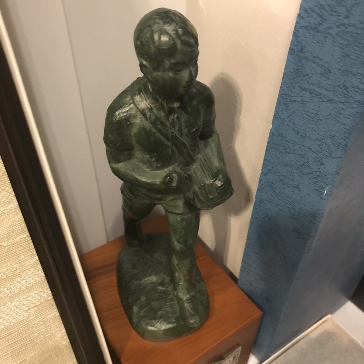 聖教新聞配達員20年記念 広布使者の像 無冠 色紙 額装 聖教