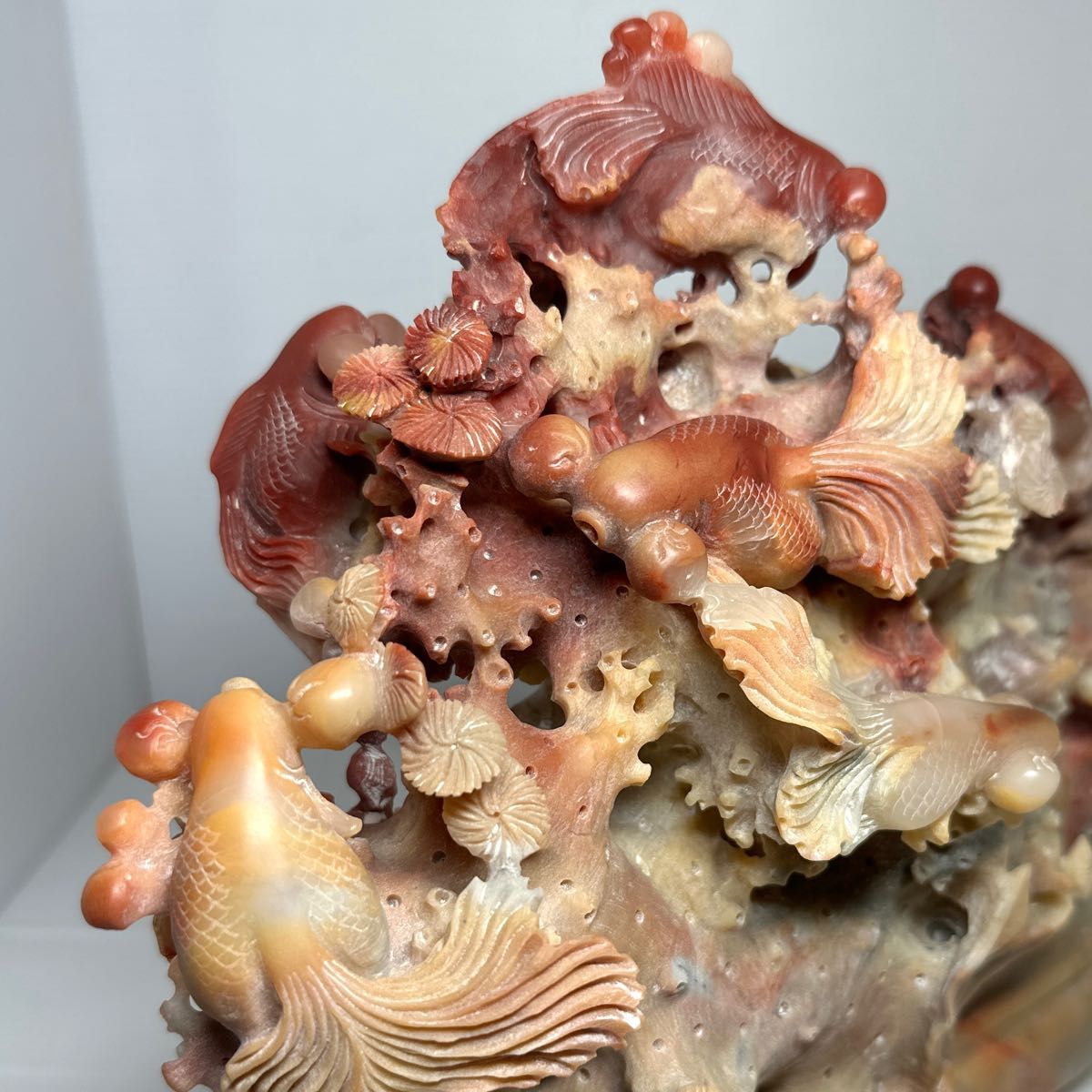 中国古玩 中国美術 石彫 金魚 置物 【公式通販】