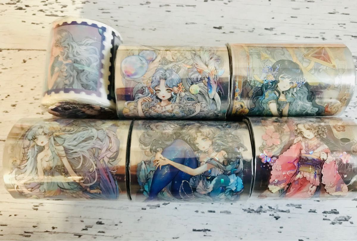 海外マステ マスキングテープ 6巻セット 巻売り 人物マステ シール