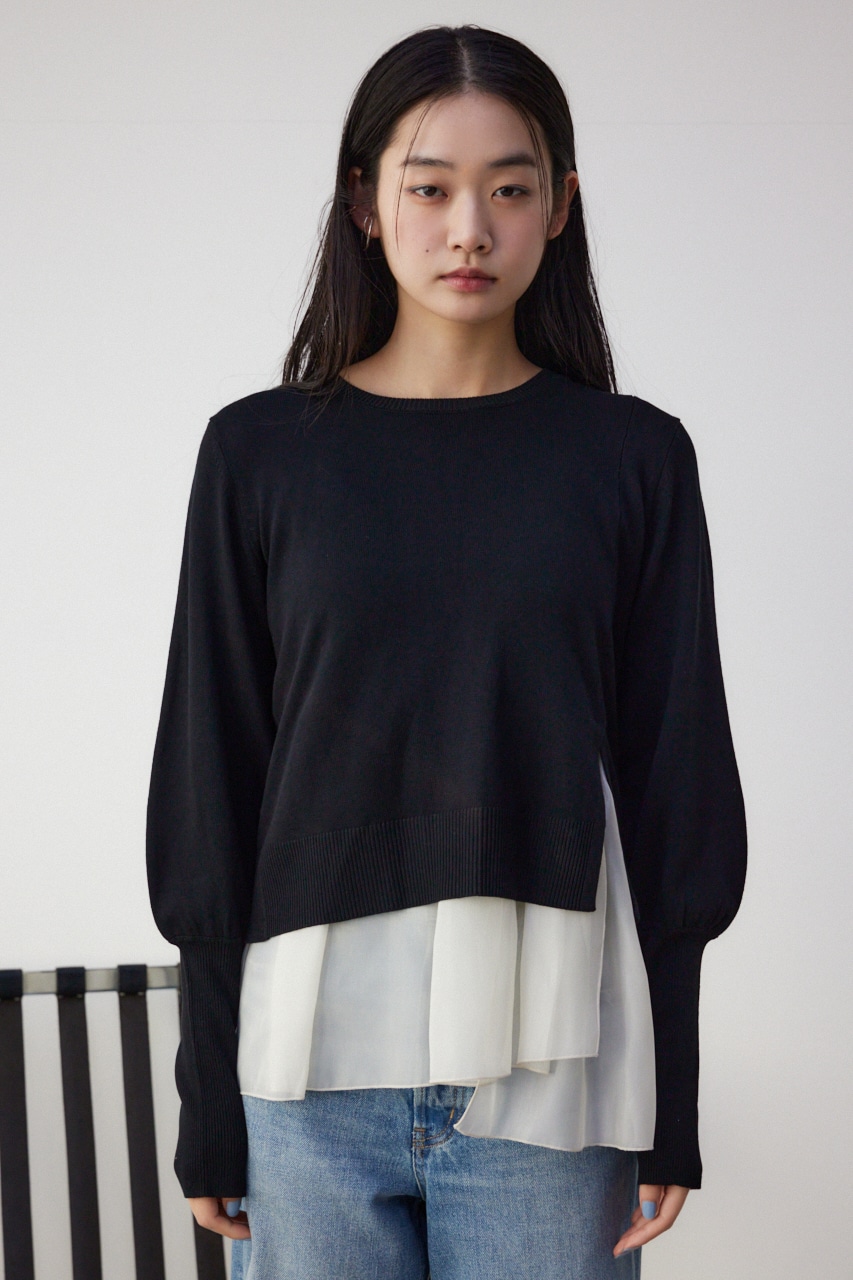 ラッフルレイヤード長袖ニットトップス｜WOMEN｜250HSF70-090B｜AZUL