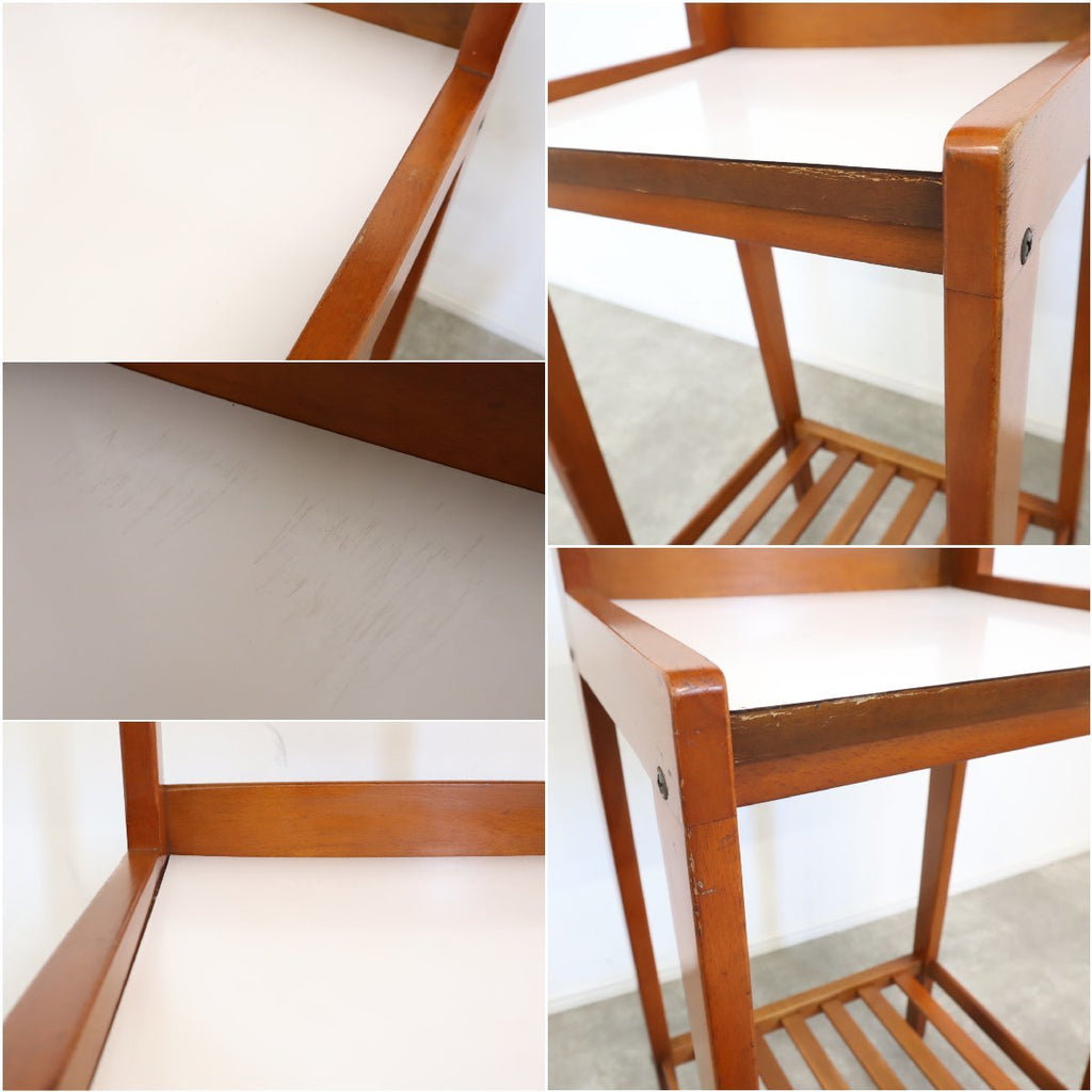 オールドカリモク 電話台 FAX台 キャビネット 昭和レトロ オールド