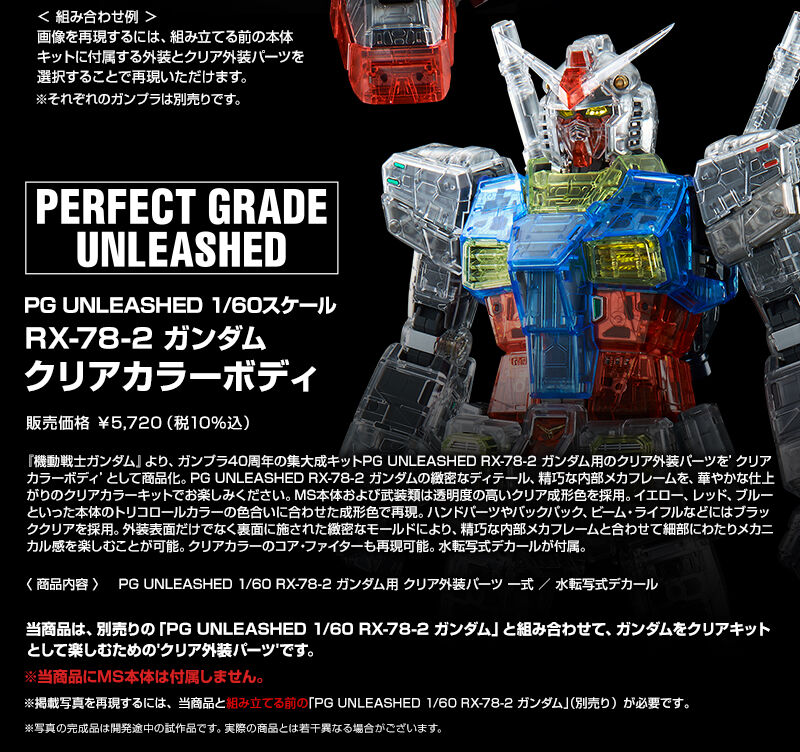 PG UNLEASHED 1/60 RX-78-2 ガンダム クリアカラーボディ