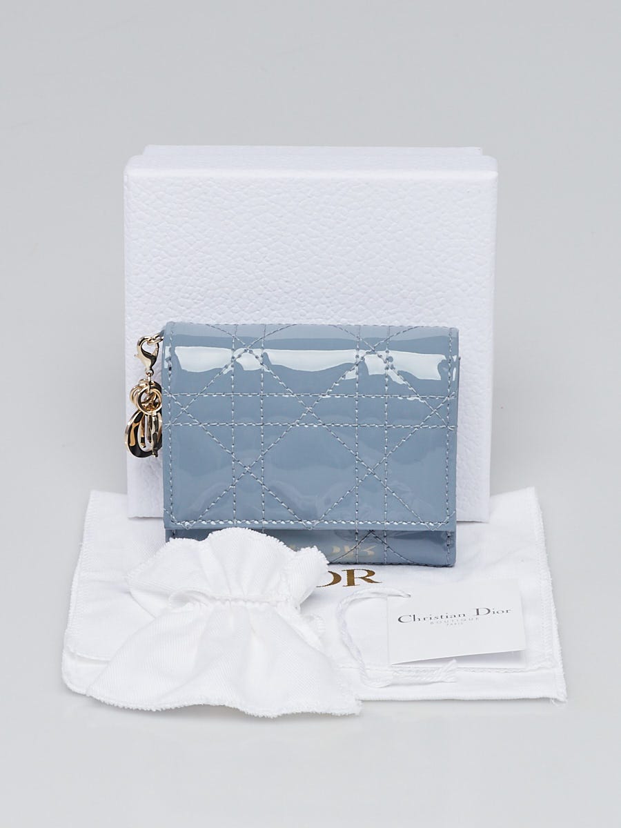 Christian Dior Light Blue Cannage Quilted Patent Leather Lady Dior