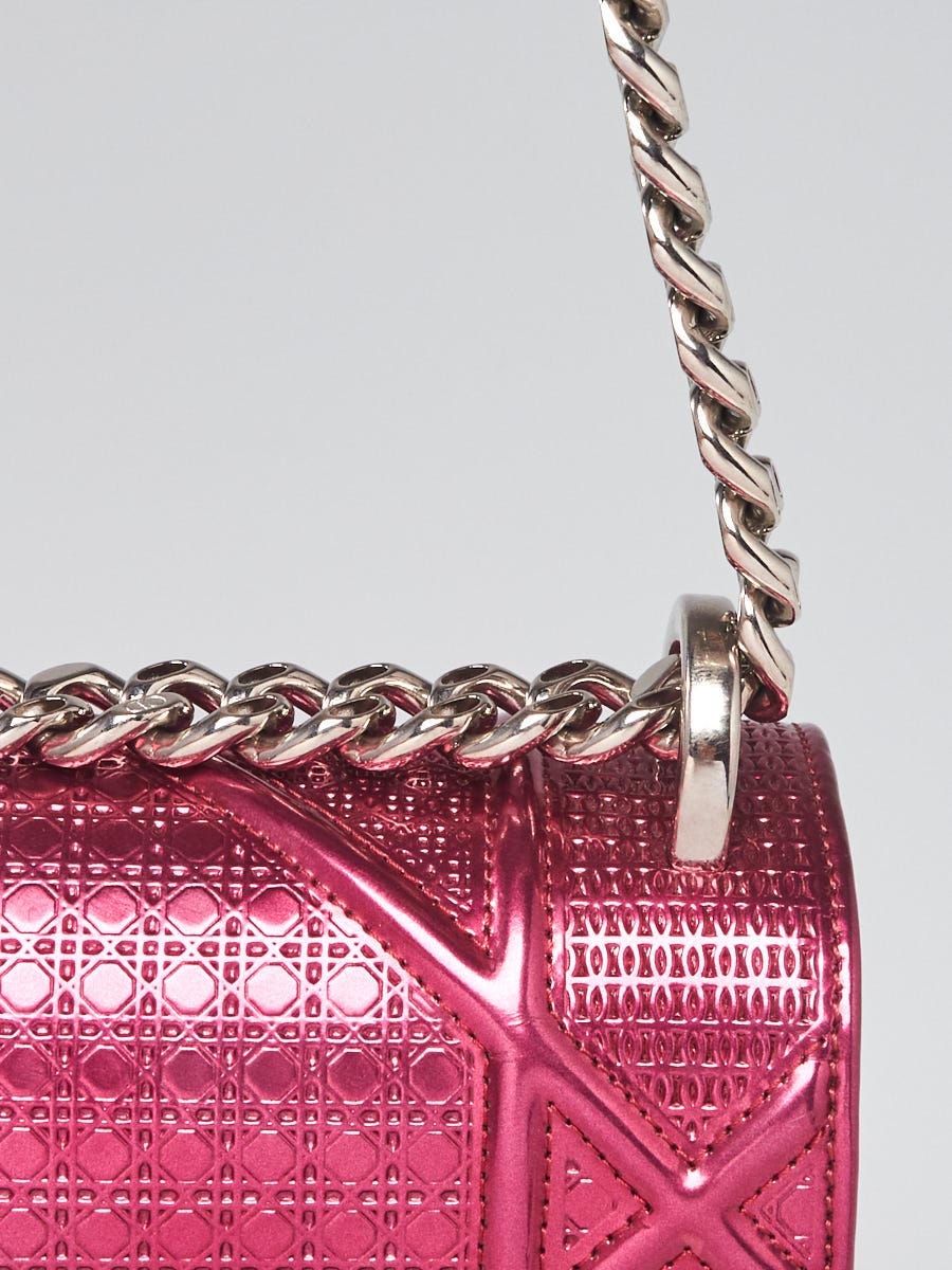 Christian Dior Metallic Pink Leather Micro Cannage Diorama Medium