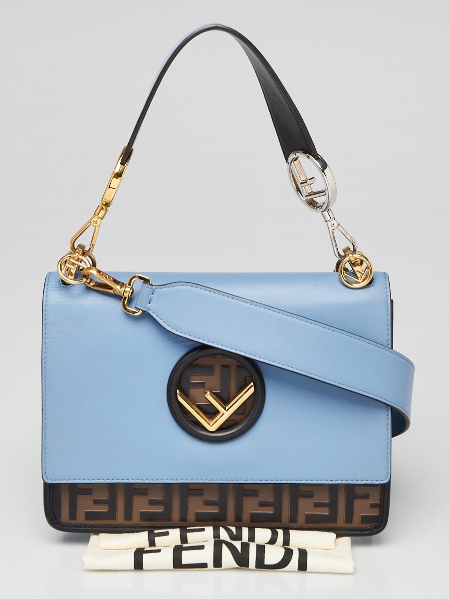 Fendi Blue Leather Kan I F Logo Shoulder Bag 8BT284 | Yoogi's Closet