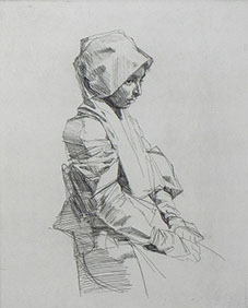 小磯良平、エッチング、デッサン、