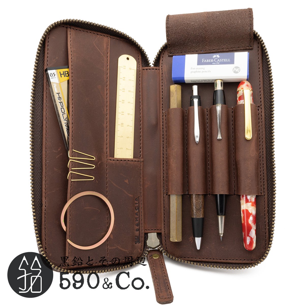 バハギア ペンケース ラウンドジップ型 クレイジーホース オ