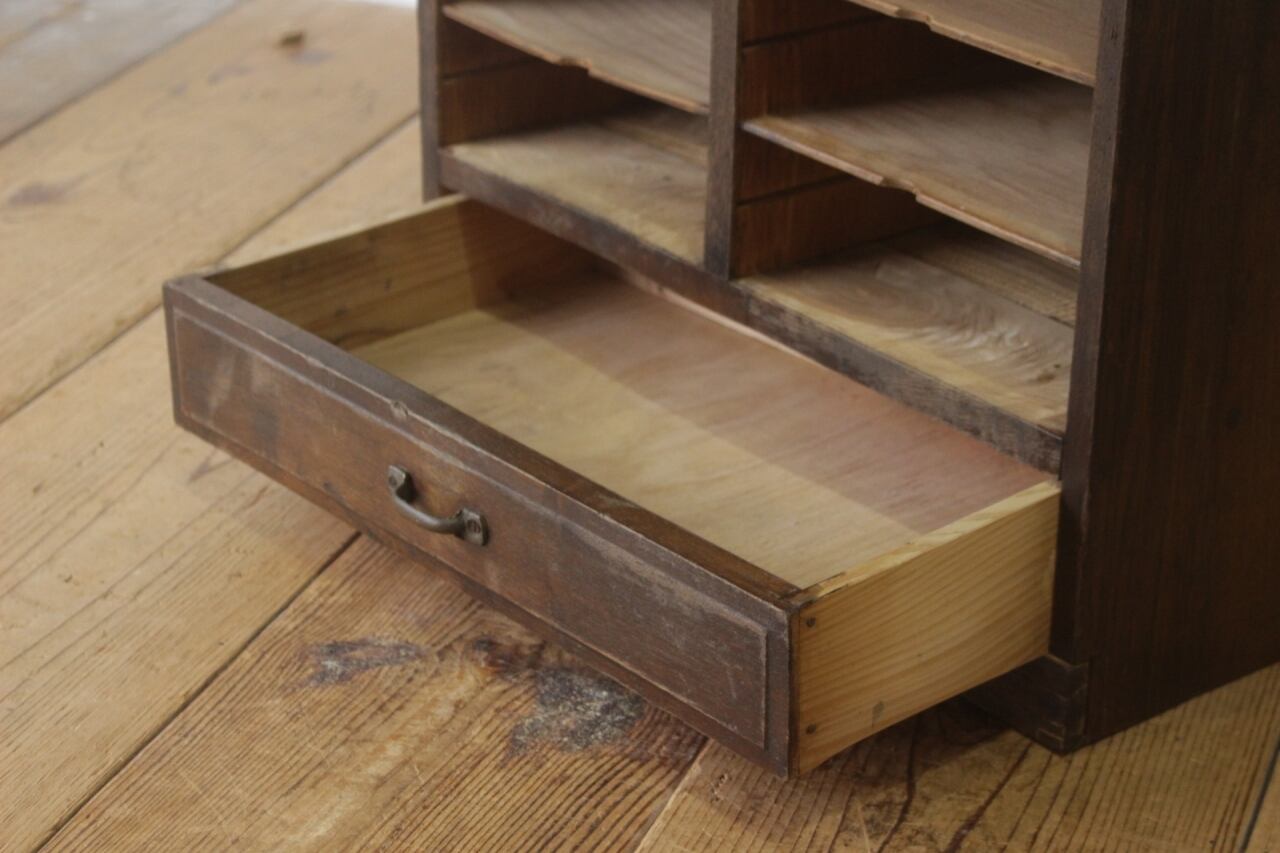 レトロ 卓上小引き出し 抽斗 5杯 収納 小物入れ レターケース B5 木製