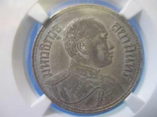 タイ 1バーツ銀貨☆1917年／準未使用・極美品／ラーマ6世／象／NGC