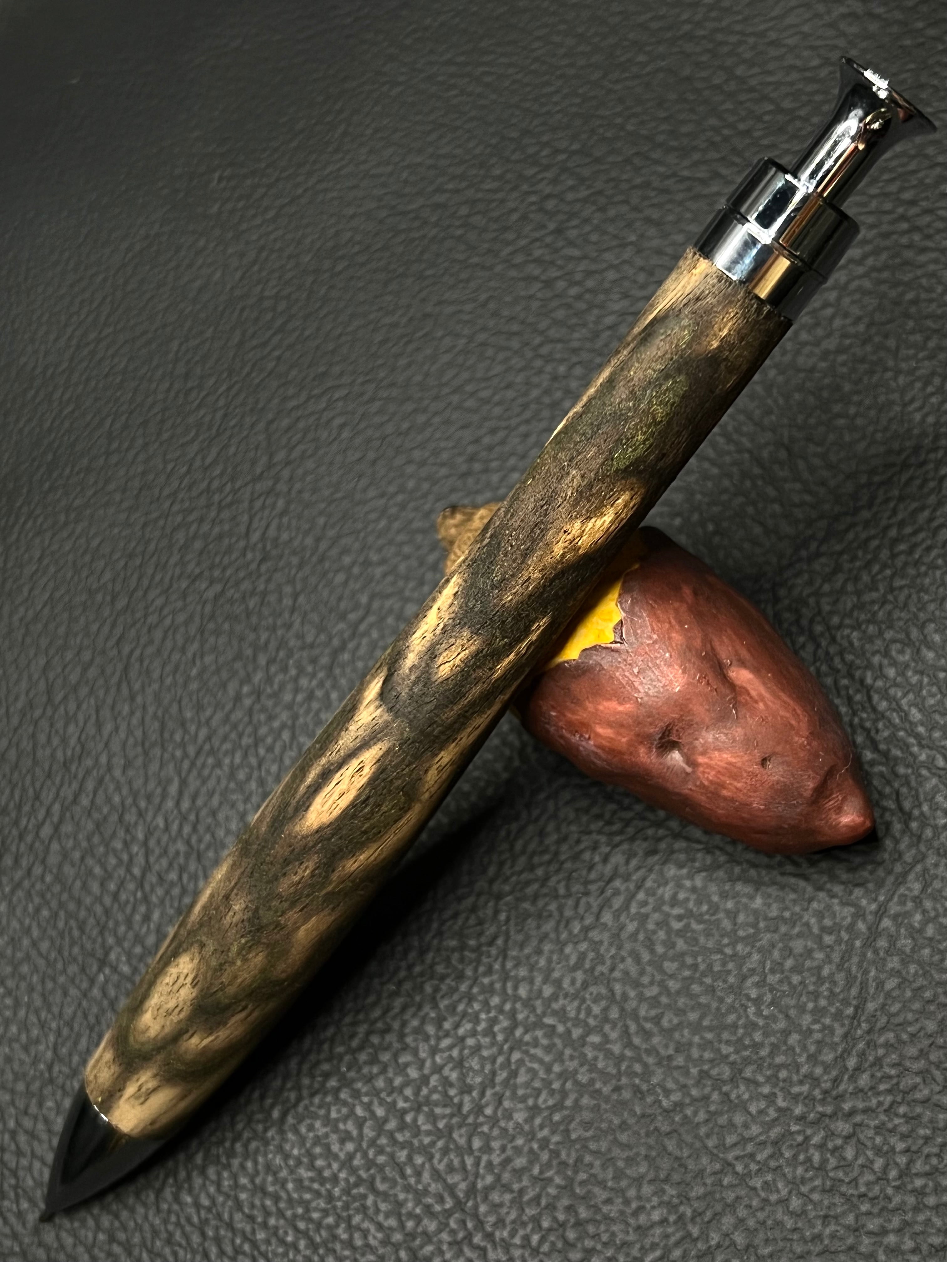 こぶた工房 シャープペンシル 黒柿孔雀杢ブラック金具0.5mm 13 黒柿