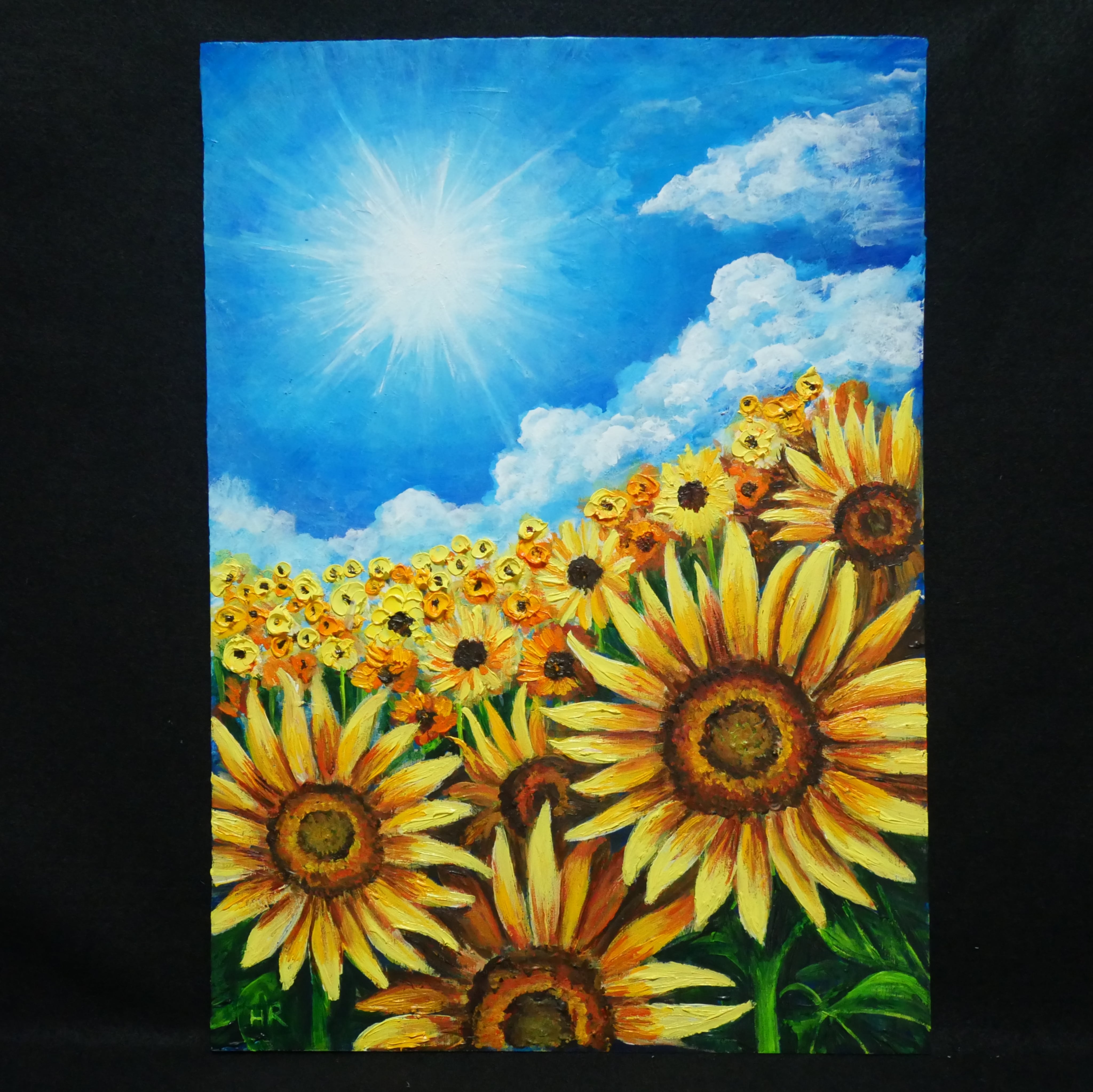 油絵 油彩 油彩画 絵 絵画 【真夏のひまわり】 | HIROSHI1990