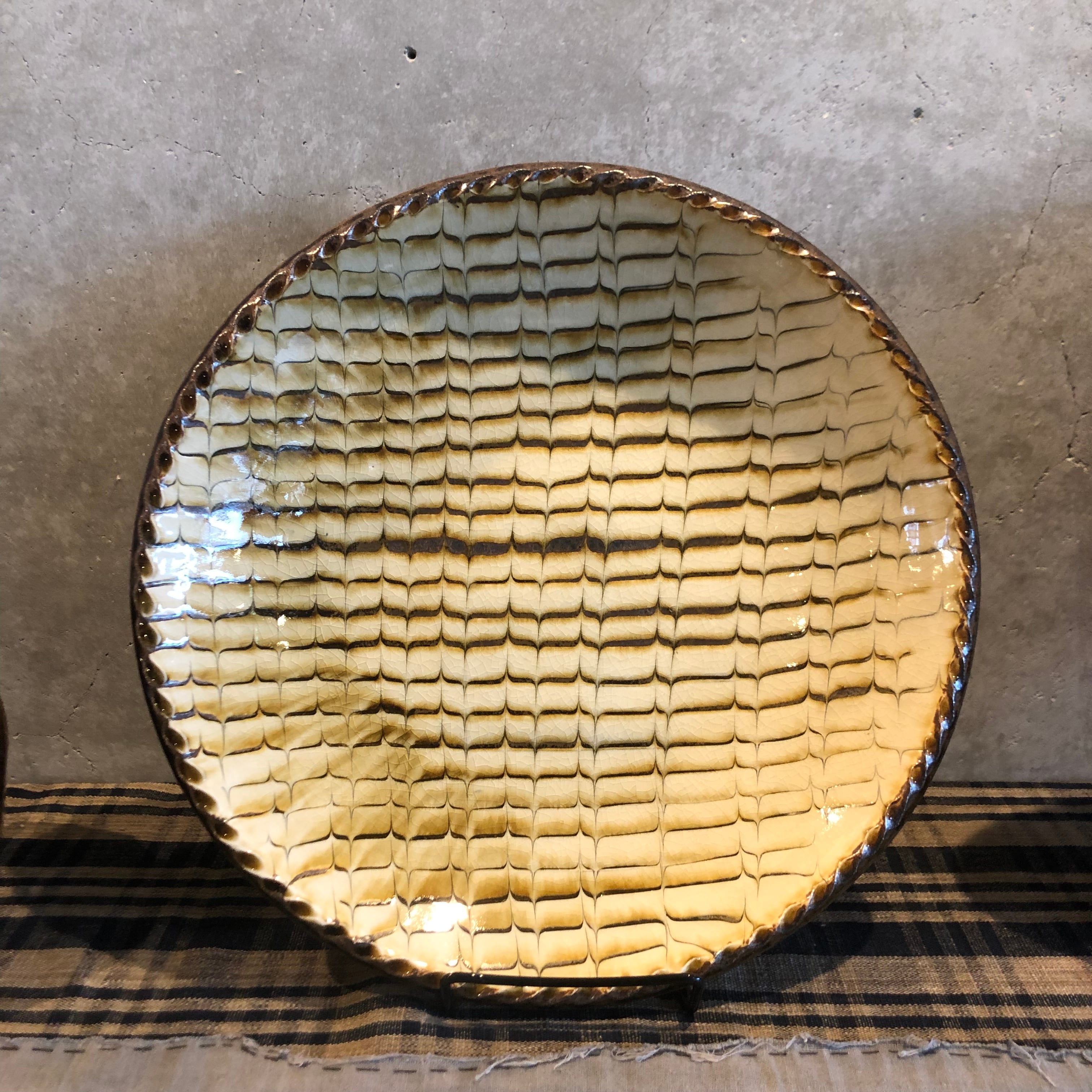 熊本県 ふもと窯 大鉢 スリップウェア 熊本県 ふもと窯 大鉢 スリップ