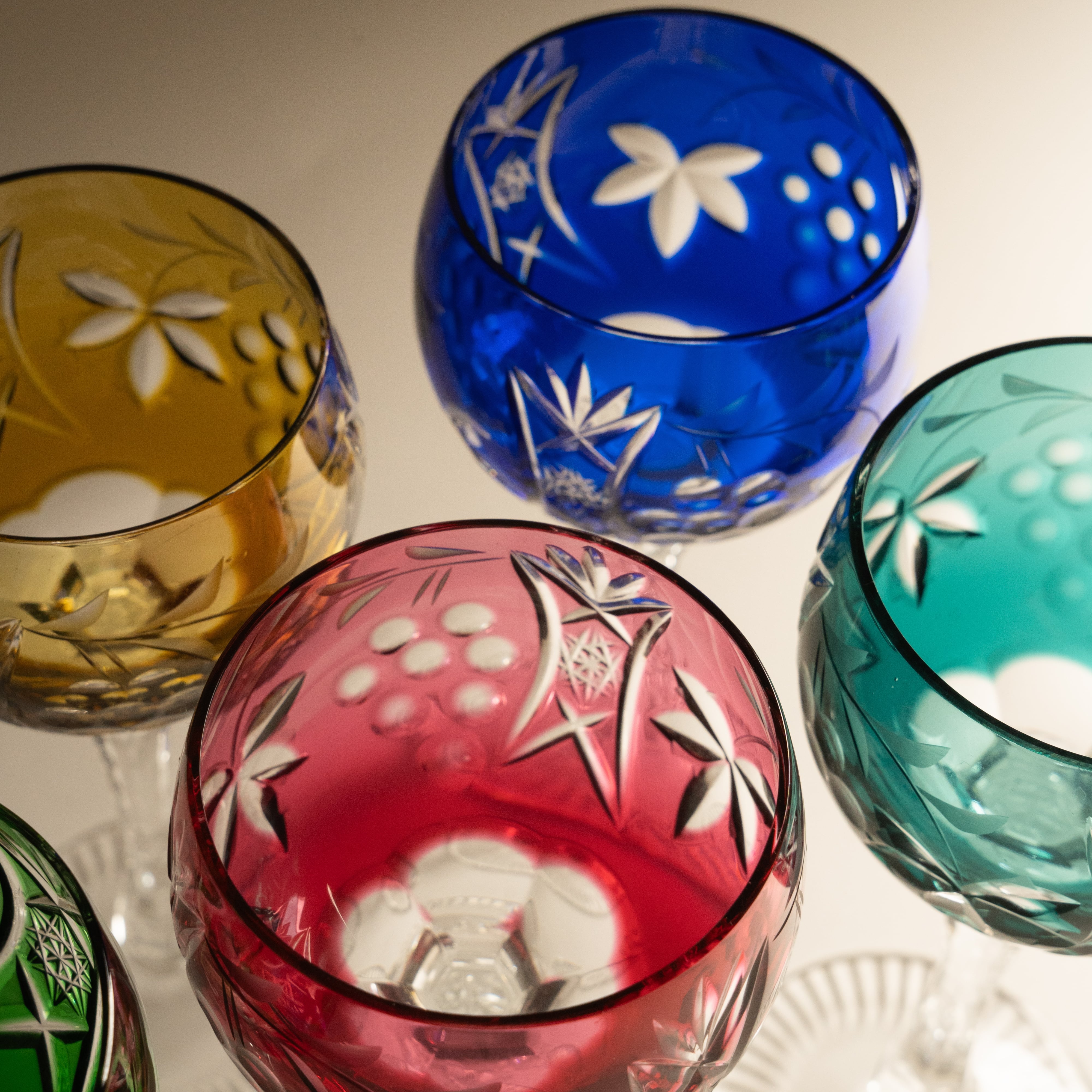 ヴィンテージNACHTMANN クリスタルワイングラス6色セット （TRAUBE