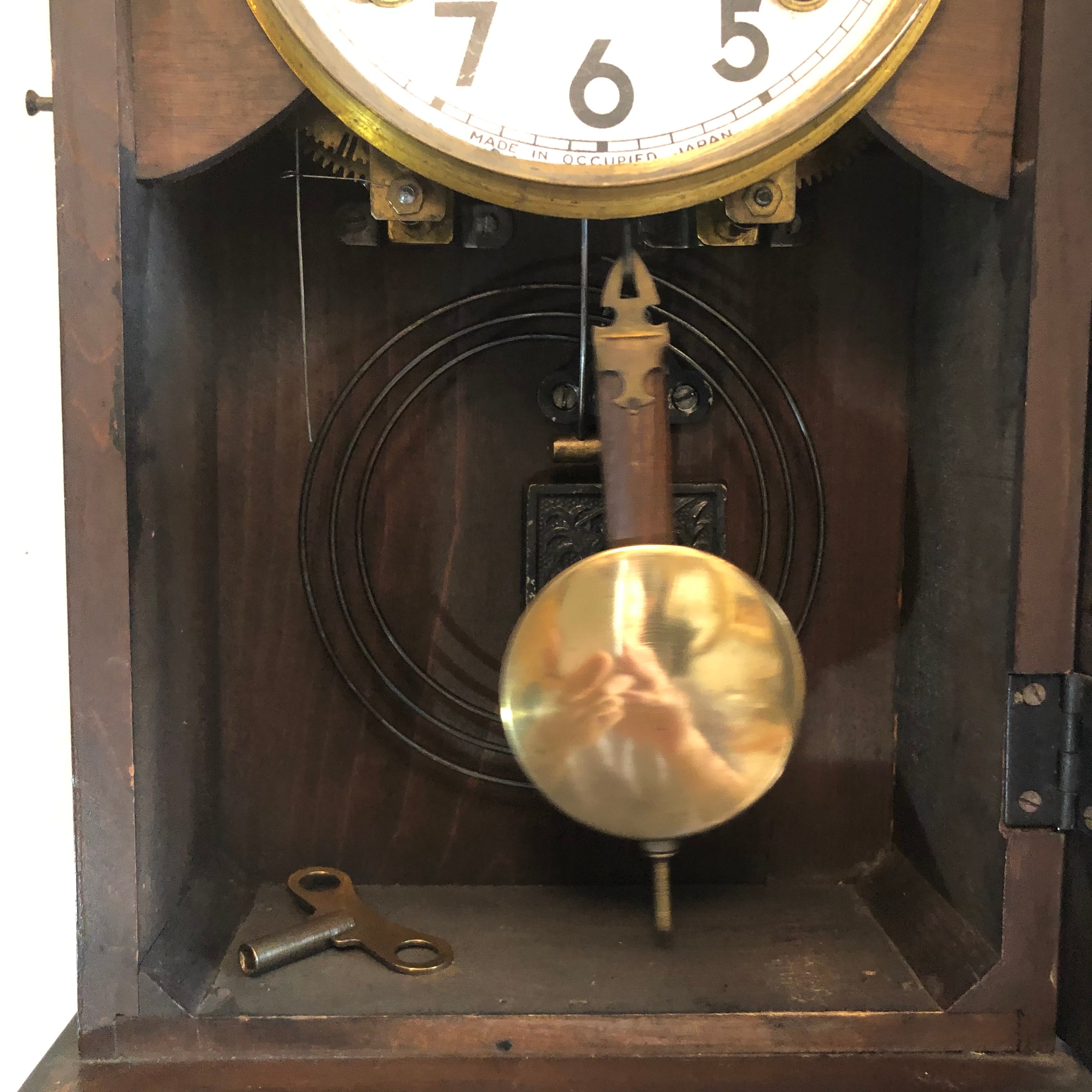 希少」昭和レトロ Meijiゼンマイ時計 オキュパイドジャパン 掛時計 古