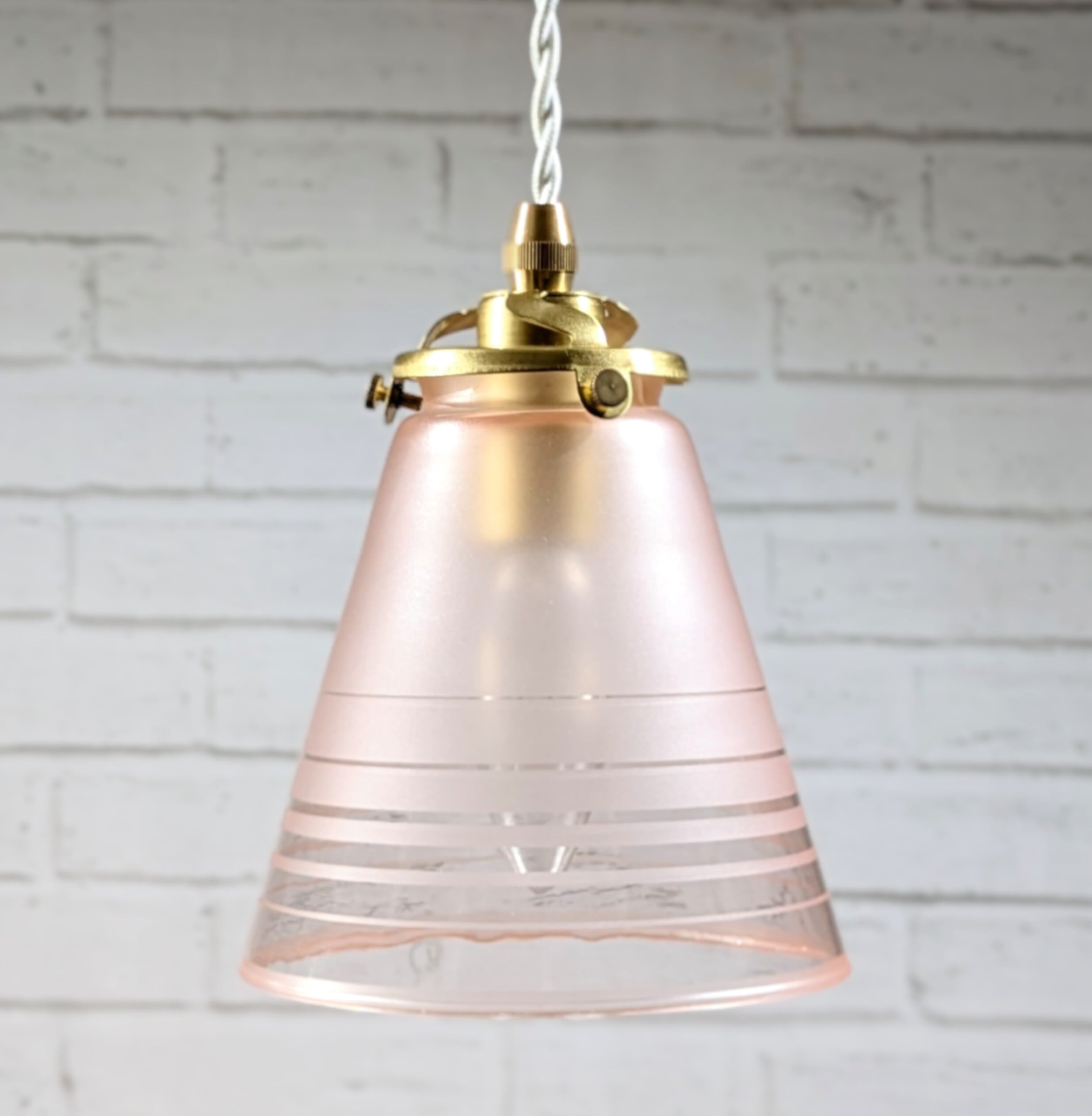 Vianne フランス ヴィンテージ ランプシェード[コーン]クリアレトロ