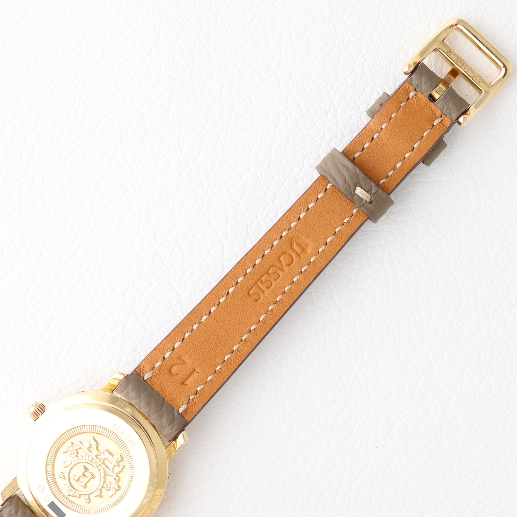 エルメス クリッパー 金無垢 ゴールド レザー 白文字盤 | Ante