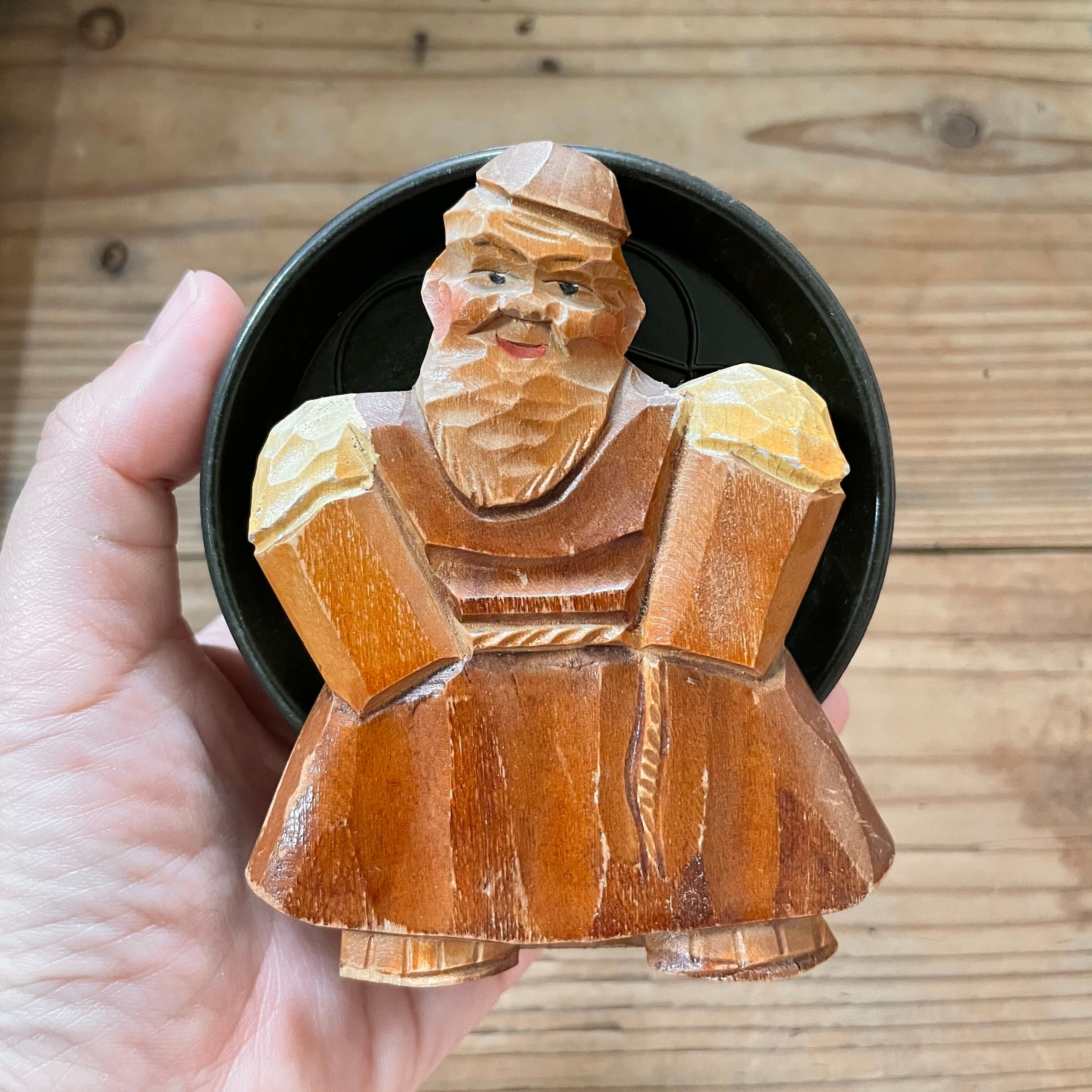 木彫り メニューボード 黒板 アンティーク シェフ おじさん 激レア