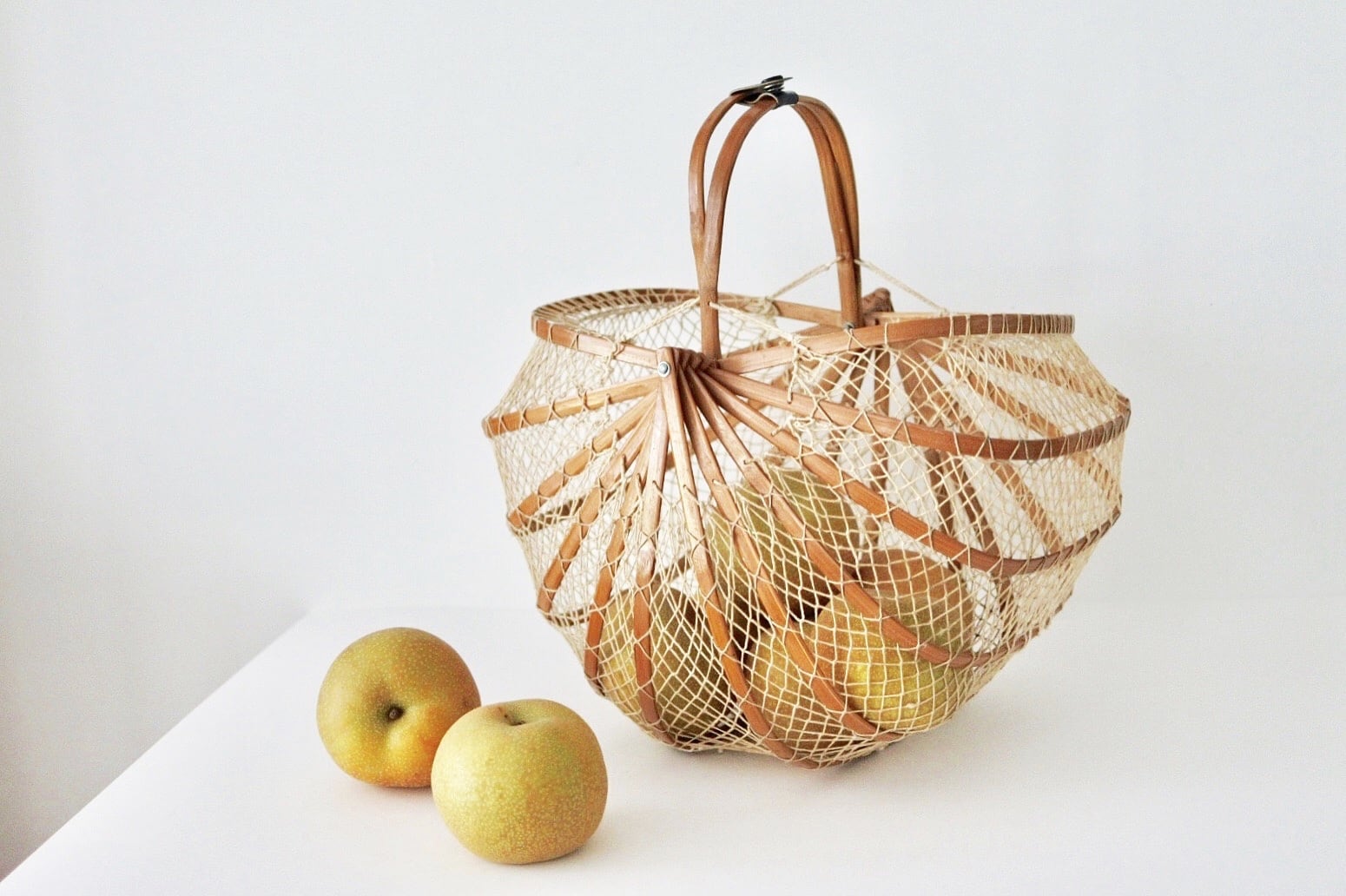 vintage bamboo folding basket / 竹の折り畳みかご | cotory 折り畳み