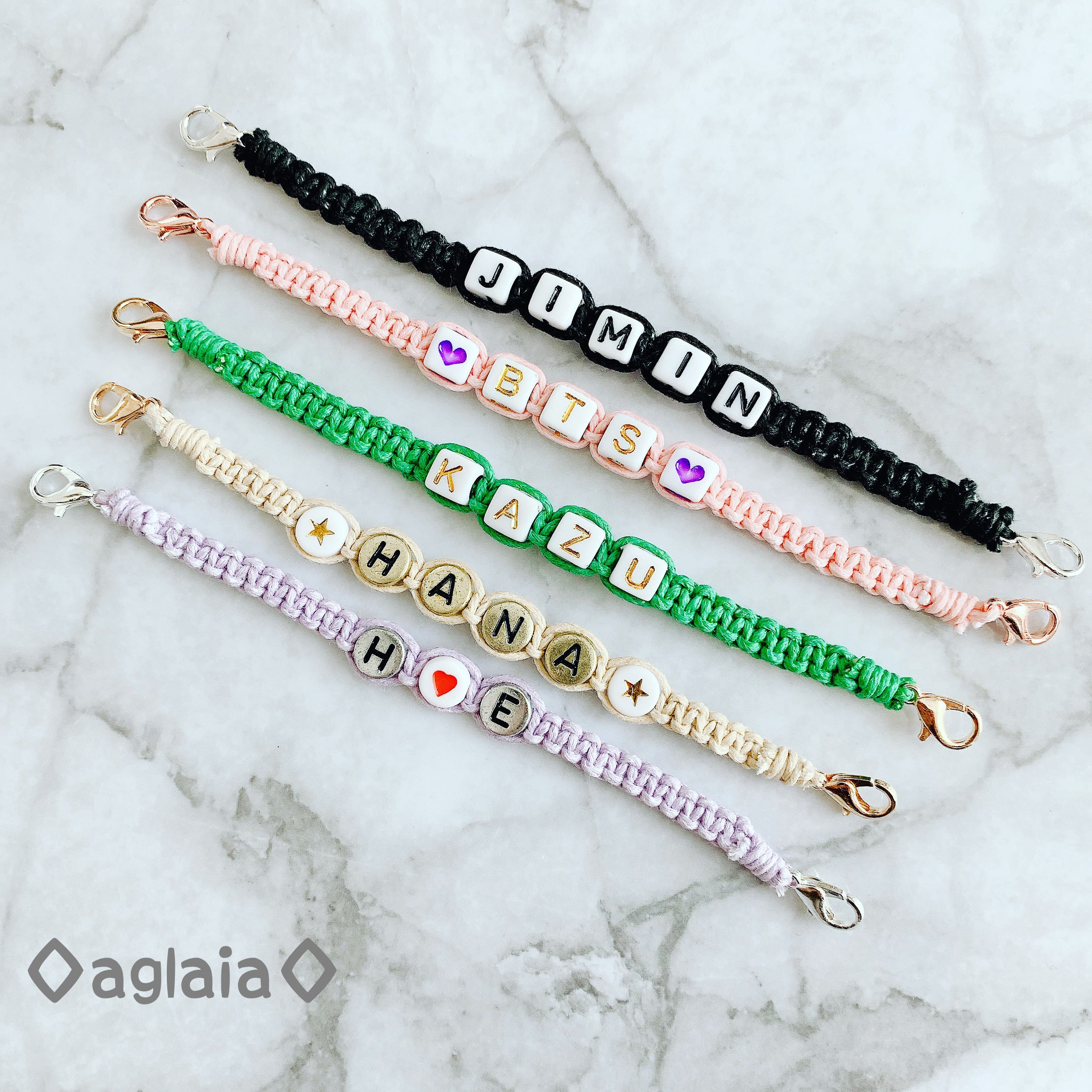 オーダーメイド ミサンガスマホチェーン 文字入り☆ | aglaiahandmade