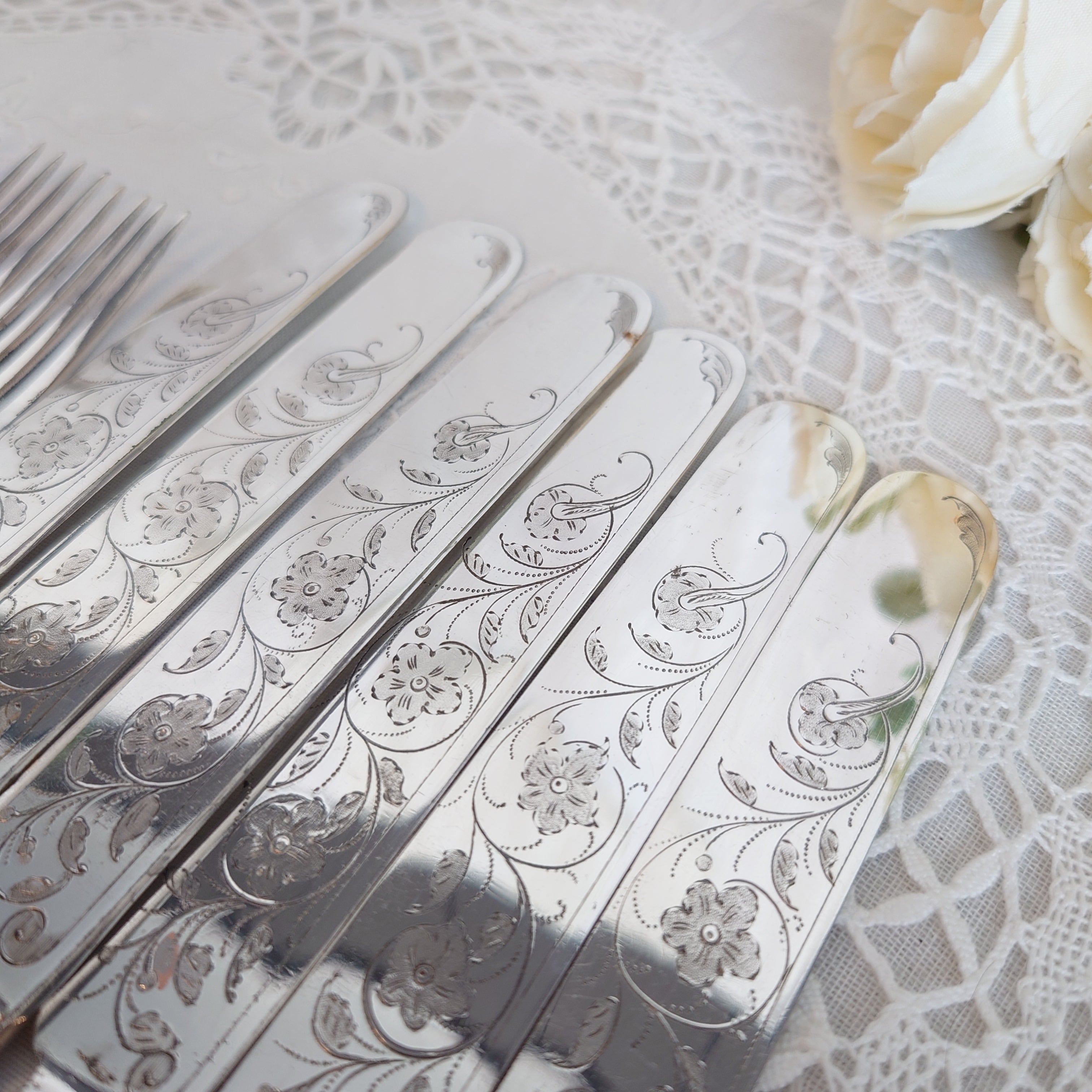 白蝶貝 マザーオブパール デザートカトラリーセット フラワーデザイン