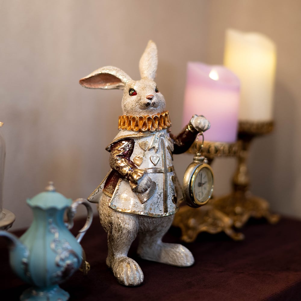 3-2701 激レア☆不思議の国のアリス 白うさぎ 兎置き時計 ビッグ