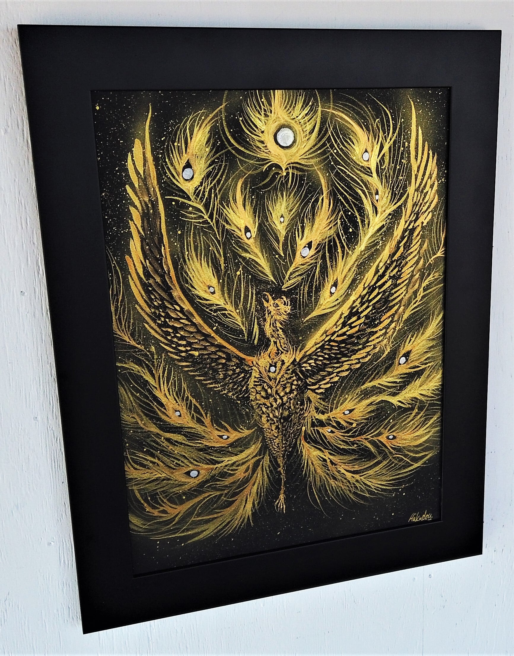 現代水墨画家☆絵師白道 「金の鳳凰」 直筆作品 /Hakudouroom. ART