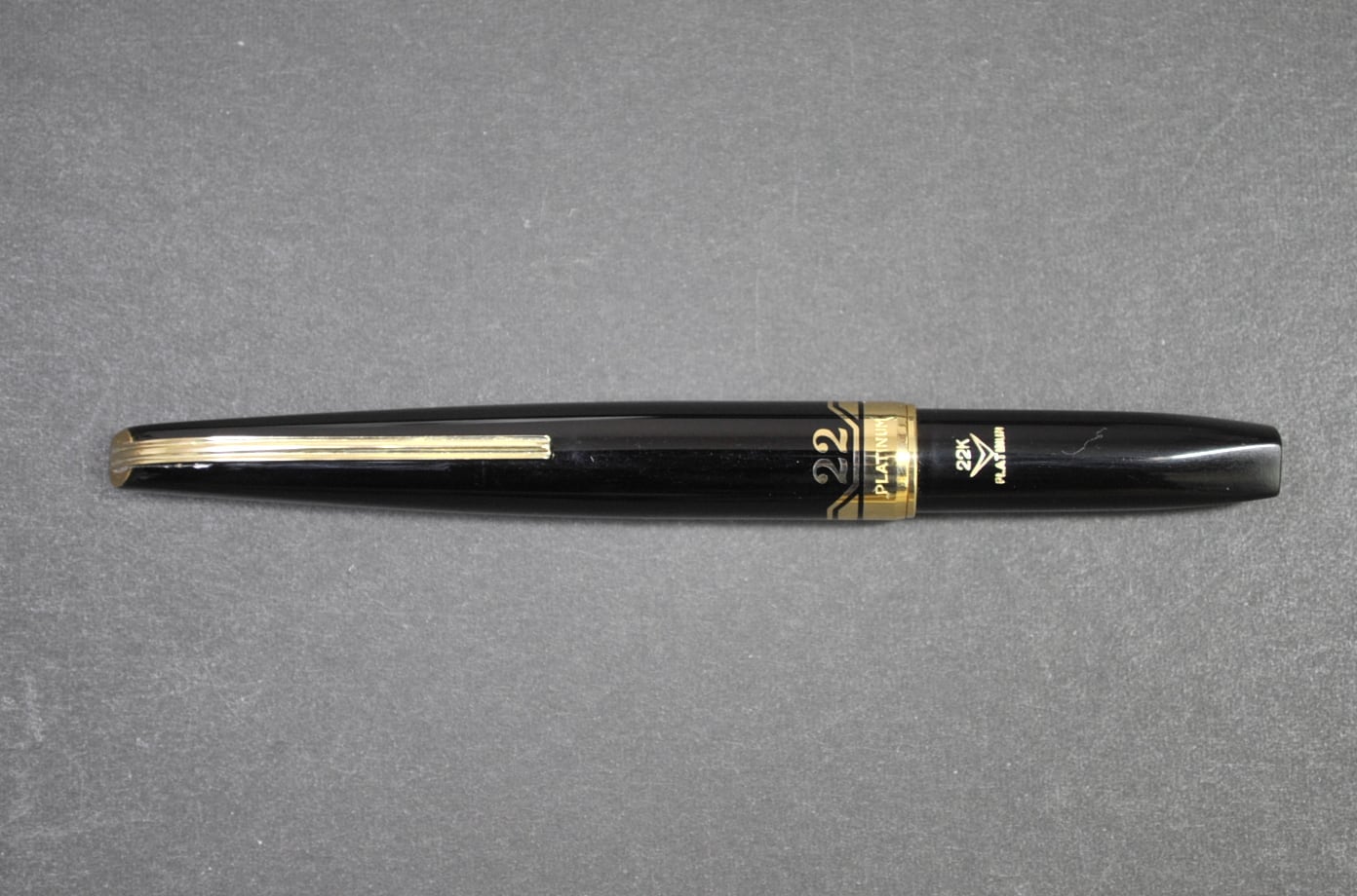 Platinum プラチナ 万年筆 ショート ヘアライン ビンテージ 22金 2025