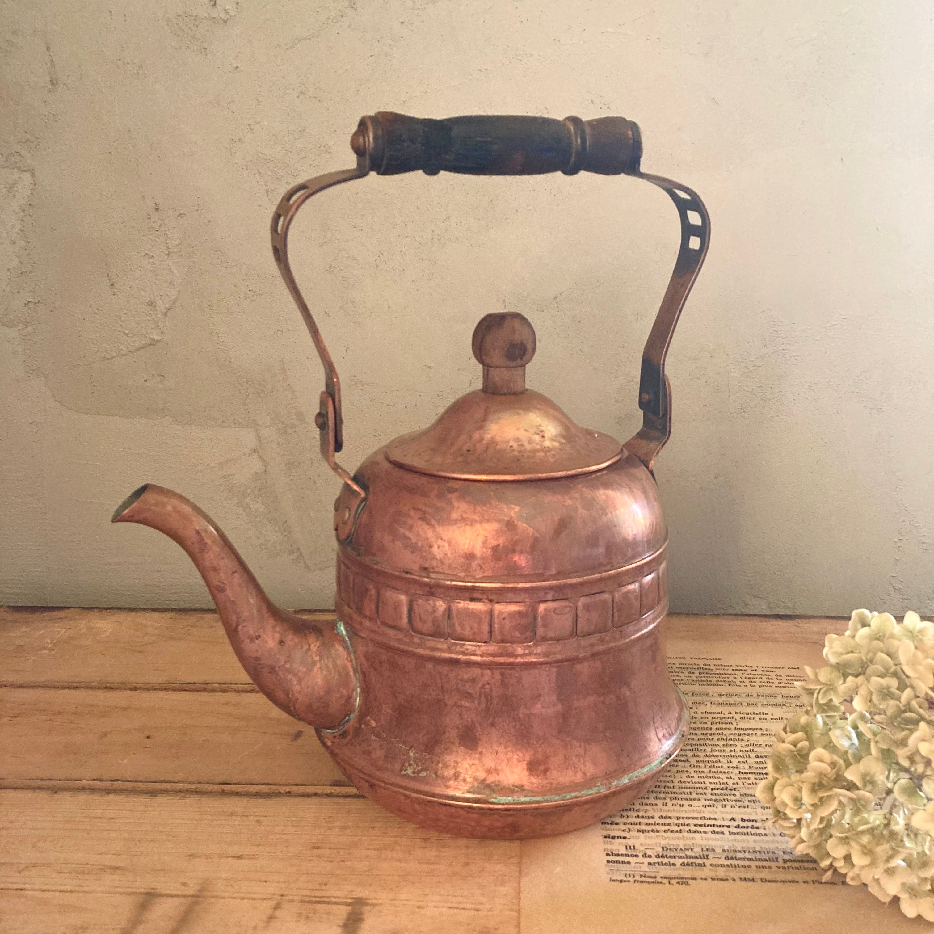 銅製やかん アンティークポット 古道具 ガーデニング雑貨 | coeur-a