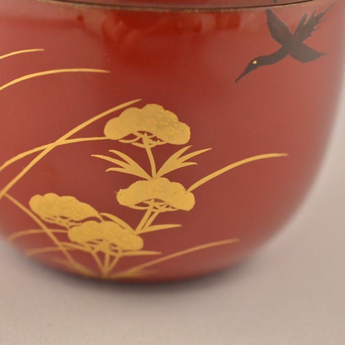 塗師 千穂造 女郎花に鵲蒔絵 尻張棗 井伊大老好 カササギ オミナエシ