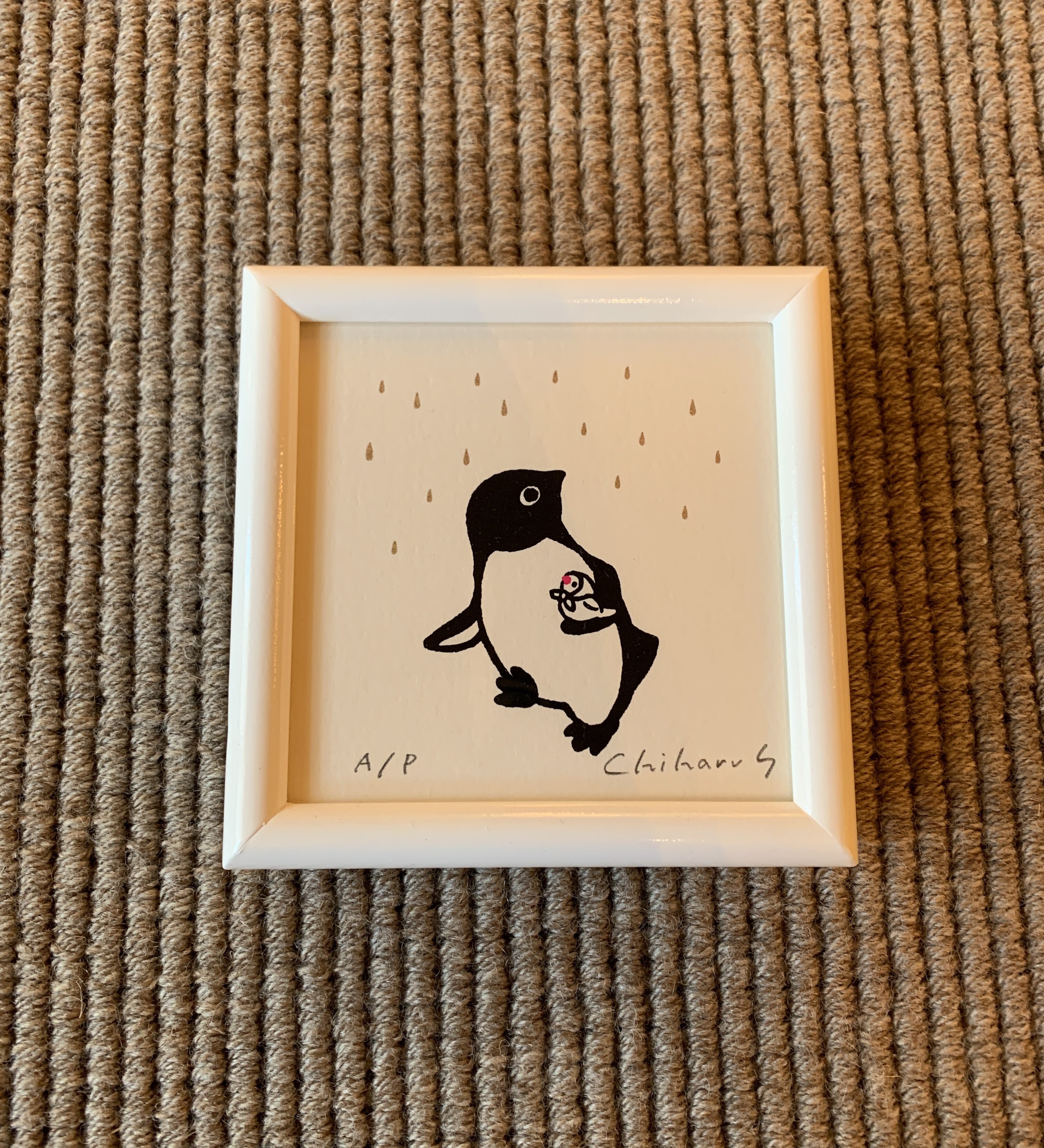 さかざきちはる 『ペンギン』額装・直筆サイン入り／限定版 23/50