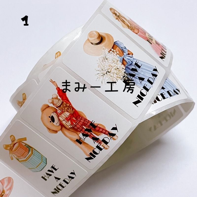 ロールシール HAVE A NICE DAY 約4*3センチ 1巻（約500枚） 女の子