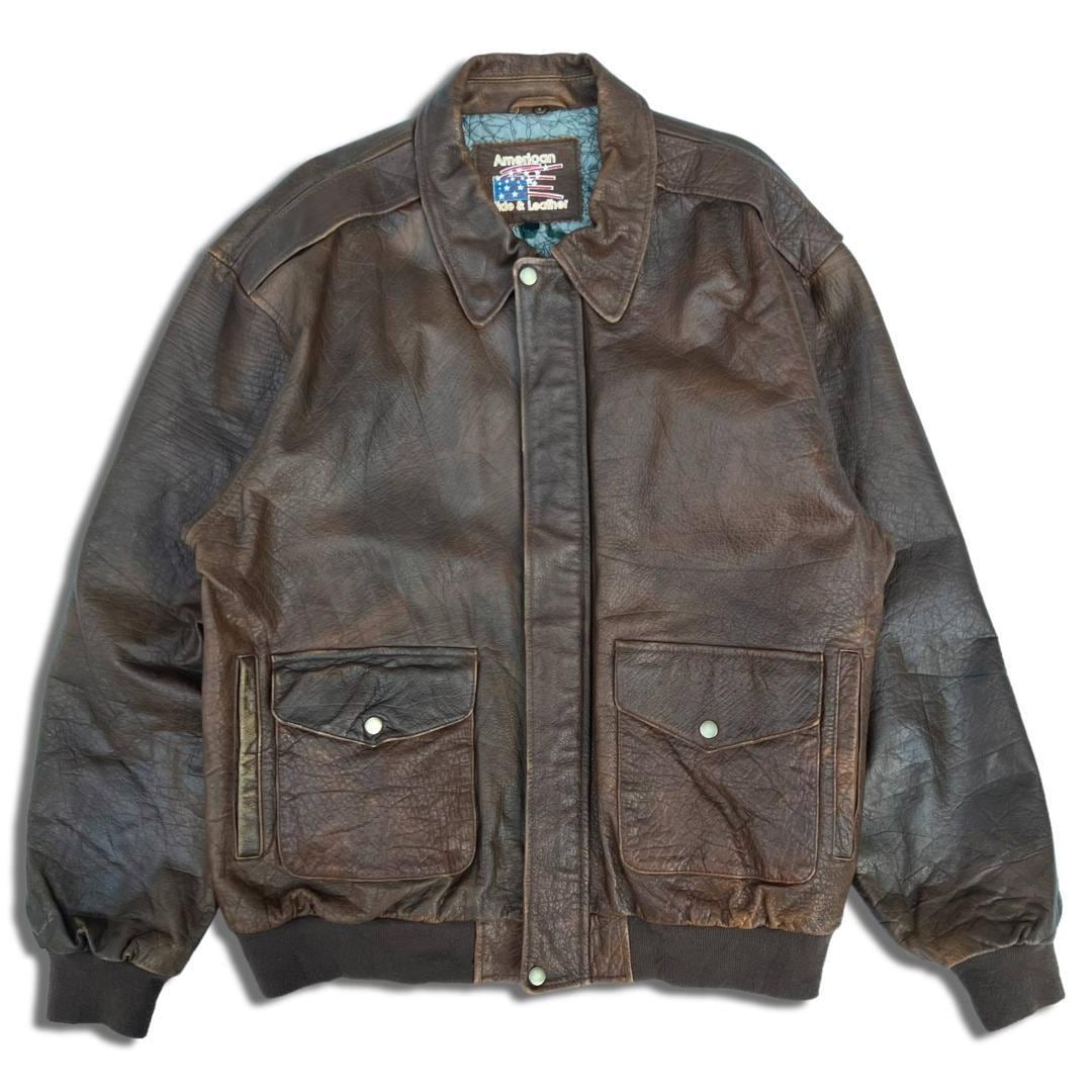 90s AmericanHide＆Leather A2 レザージャケット 2XL ブラウン