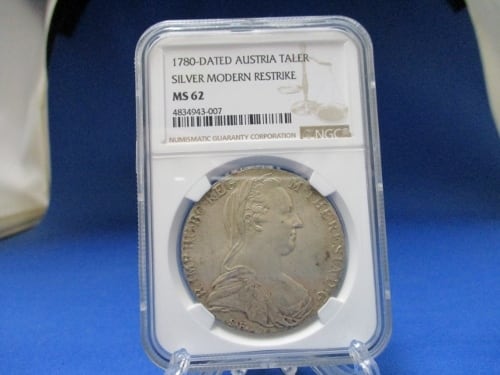 オーストリア マリアテレジア ターラー銀貨 リストライク【NGC MS62